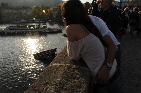 Tourists on Charles Bridge