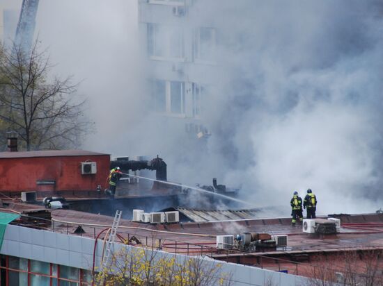 Fire breaks out in an office building