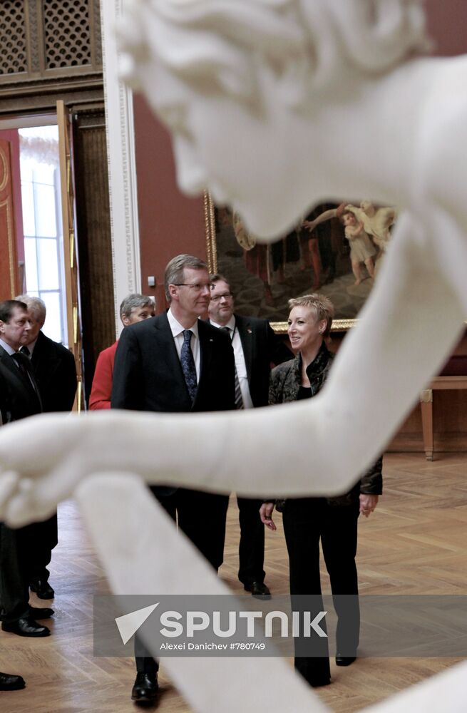 German President Christian Wulff visits the Russian Museum