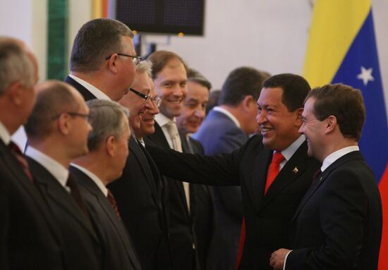 Dmitry Medvedev meets with Hugo Chavez