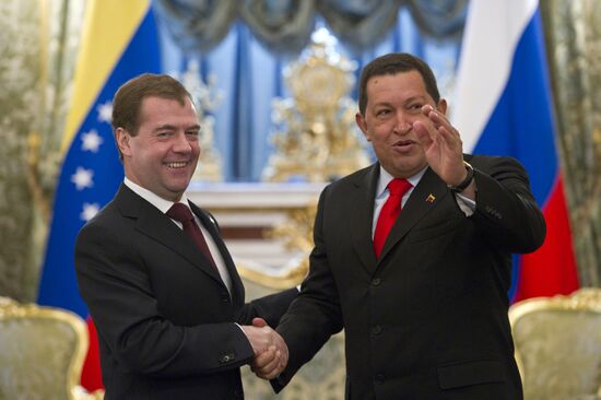 Dmitry Medvedev and Hugo Chavez