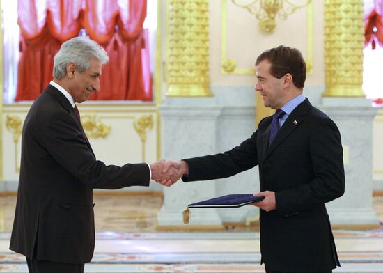 Dmitry Medvedev accepts ambassador credentials