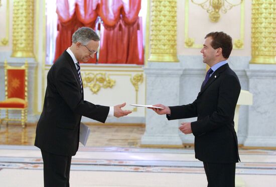 Dmitry Medvedev accepts ambassador credentials