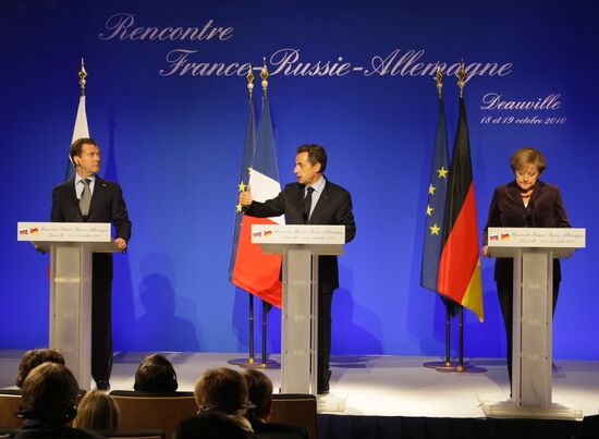 Leaders of Russia, France and Germany hold meeting, Deauville