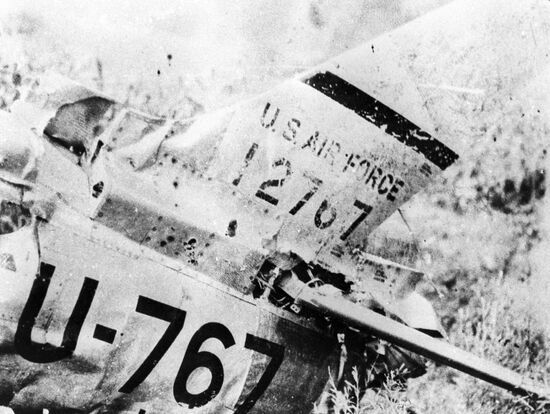 Fragments of a North American F-86 Sabre fighter