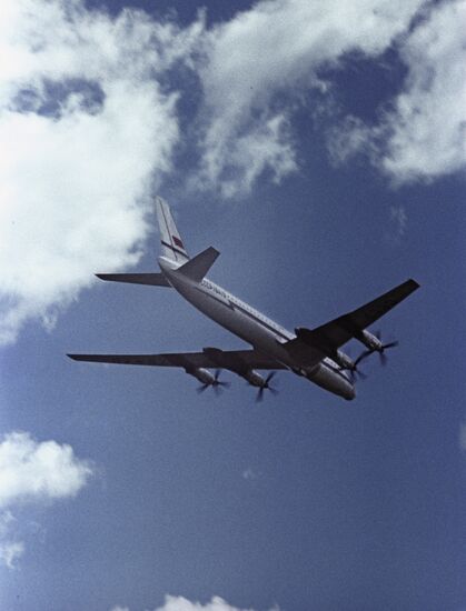 A Tupolev Tu-114 airliner