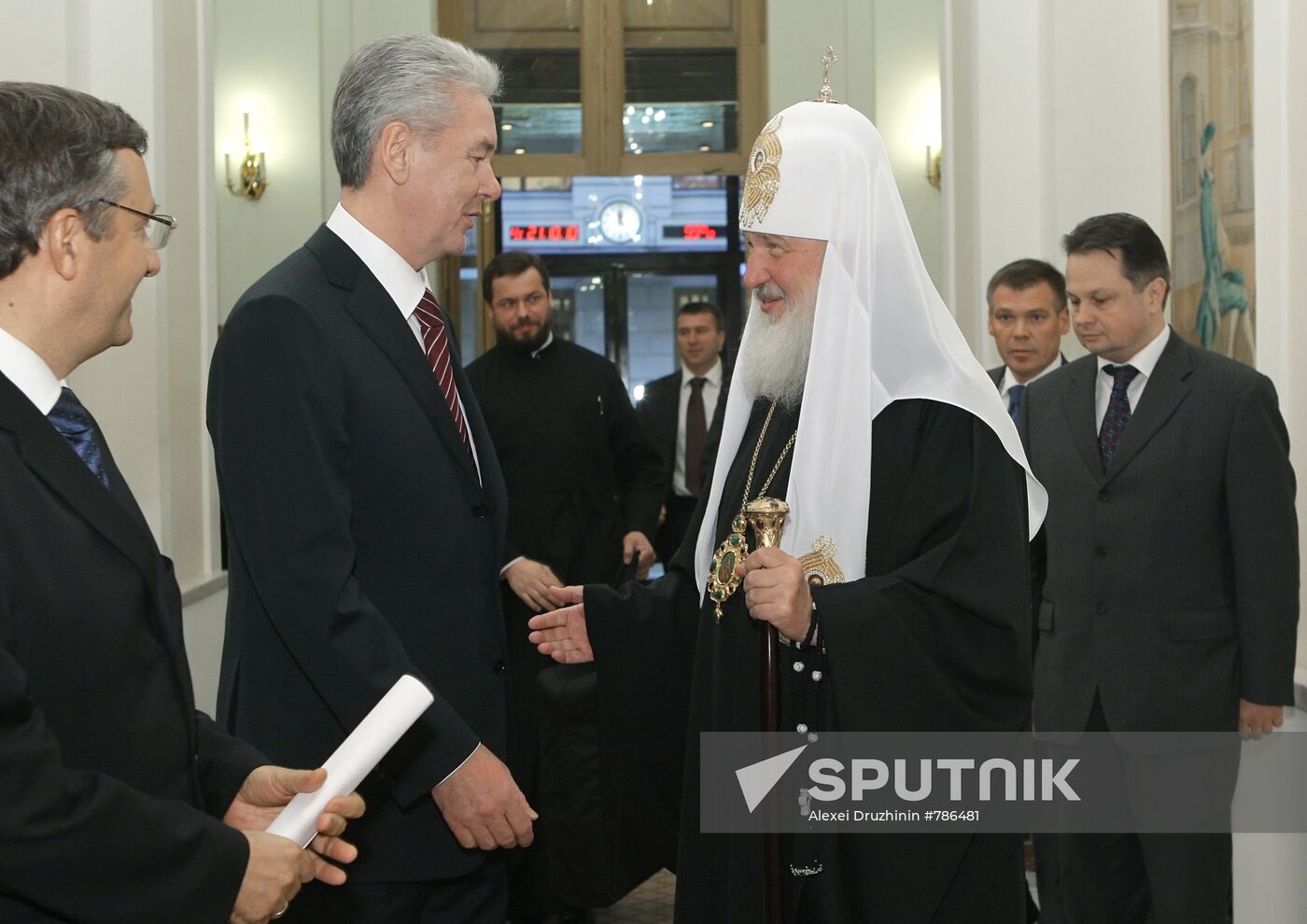 Sergei Sobyanin and Patriarch Kirill of Moscow and All Russia