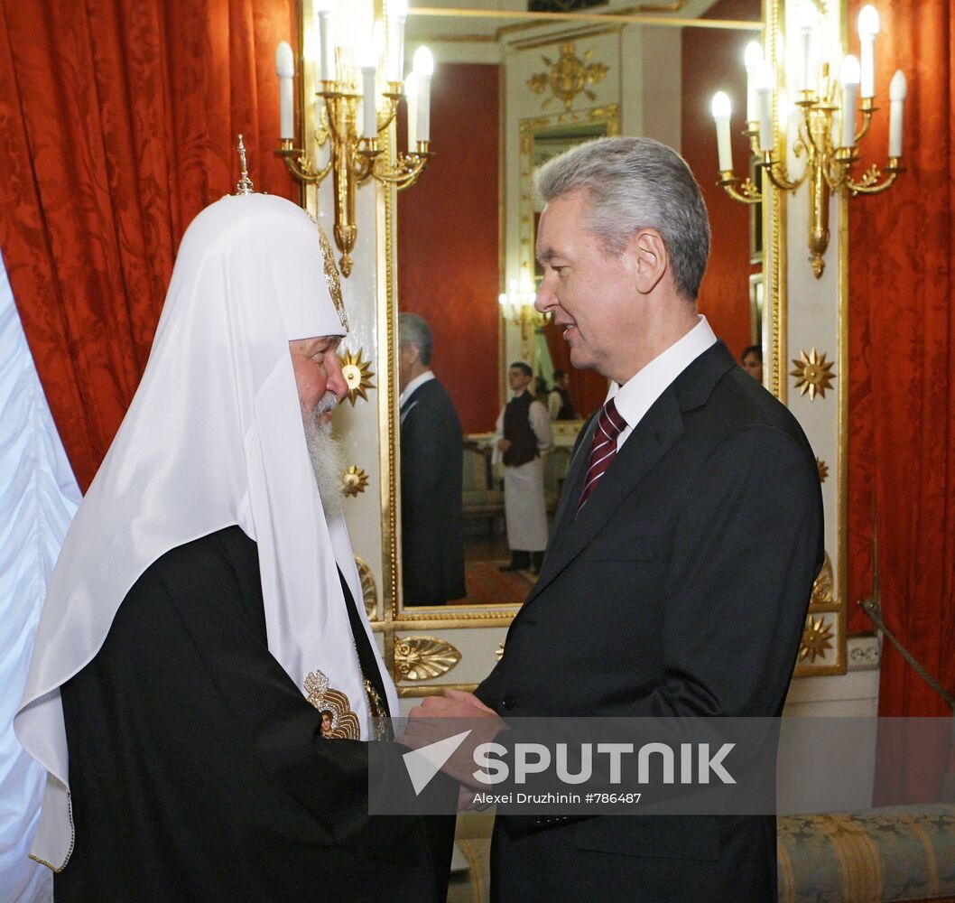 Sergei Sobyanin and Patriarch Kirill of Moscow and All Russia