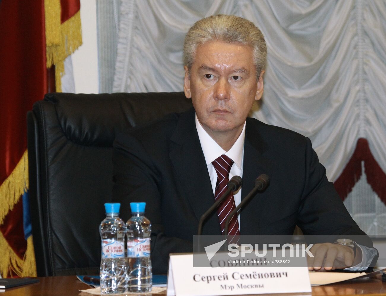 Sergei Sobyanin at a meeting in the Transport Ministry