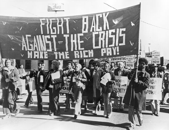 Demonstration of workers and employees in Atlanta