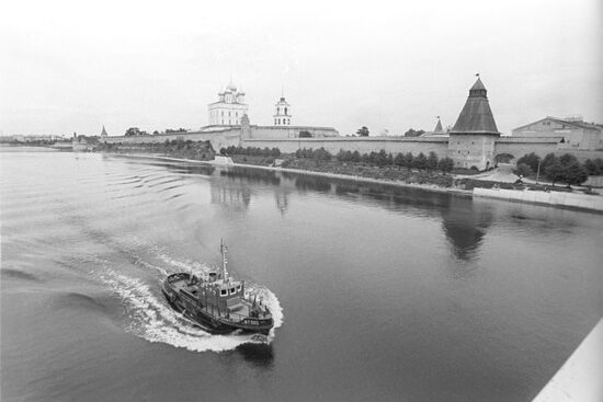 View of Pskov Kremlin from the river