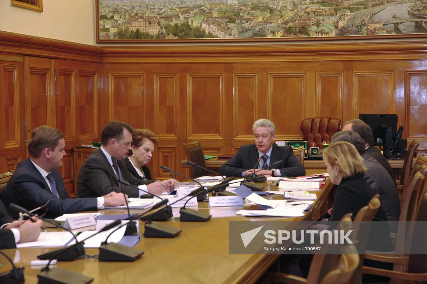 Moscow's Mayor Sergey Sobyanin holds meeting