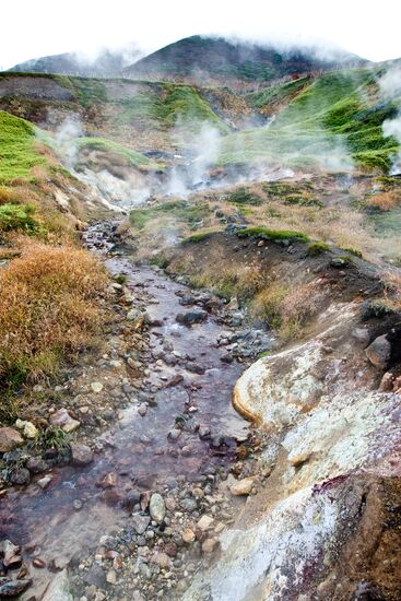Hot springs and gas outbursts from fumaroles