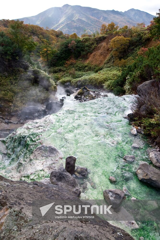 Hot spring at the foot of Baransky volcano