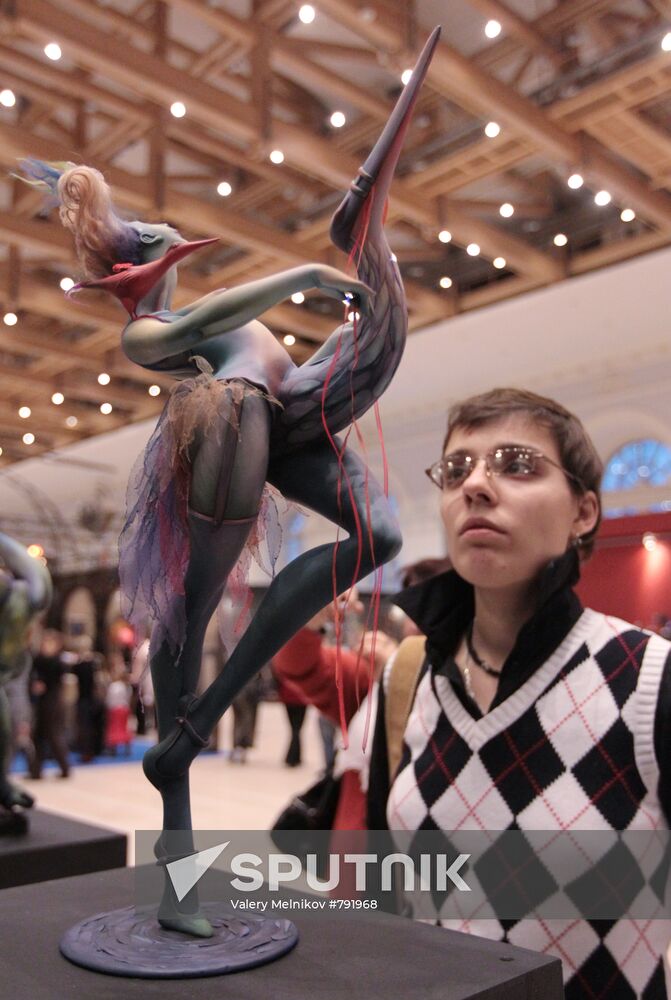 Visitor to Art of Doll exhibition