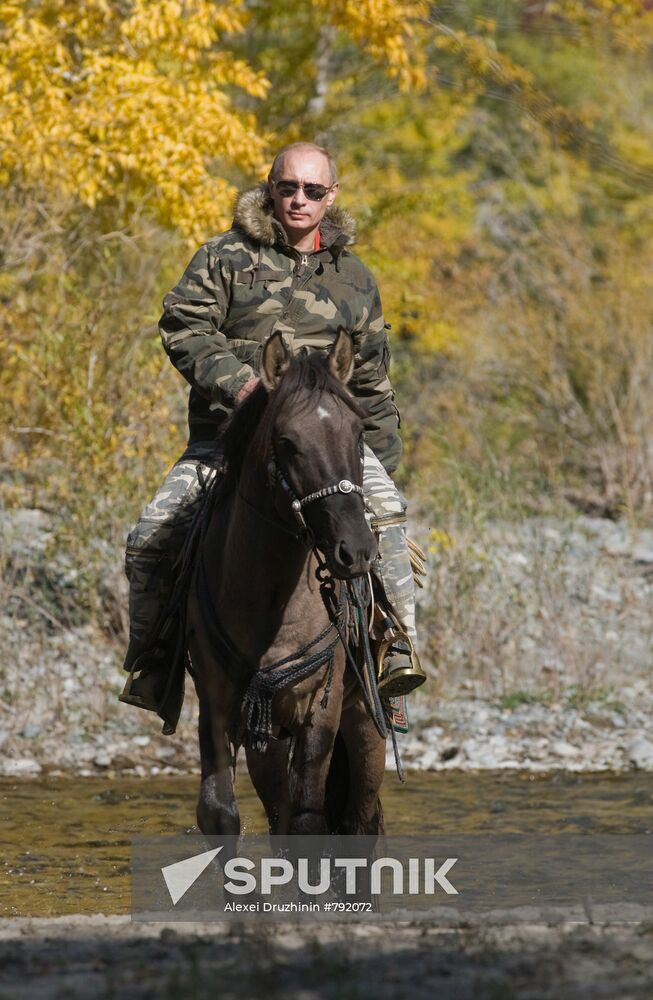 V. Putin on expedition to Ubsunur Hollow Biosphere Preserve