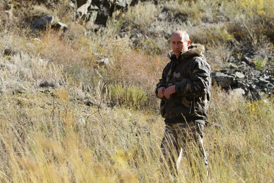 V. Putin on expedition to Ubsunur Hollow Biosphere Preserve