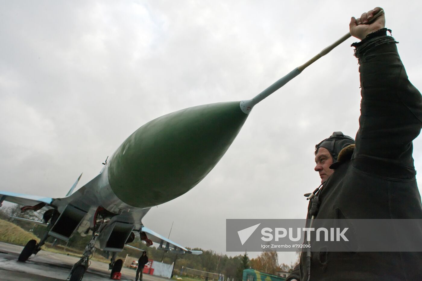 Su-27 jet fighter prepared for flight