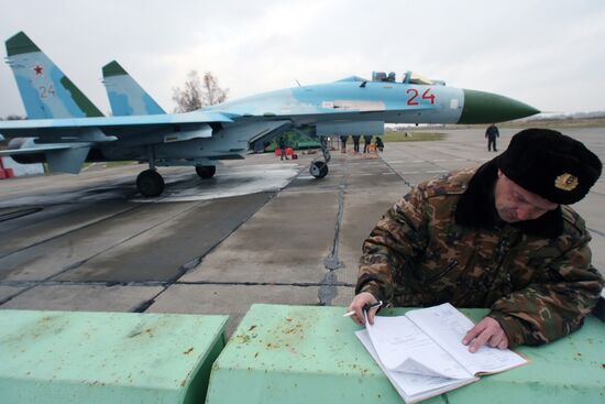 Su-27 jet fighters, Chkalovsk airdrome