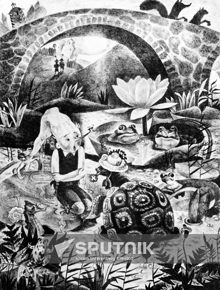 "Golden key or Buratino's adventures" fairy tale illustration