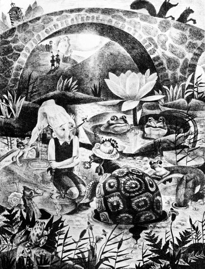 "Golden key or Buratino's adventures" fairy tale illustration