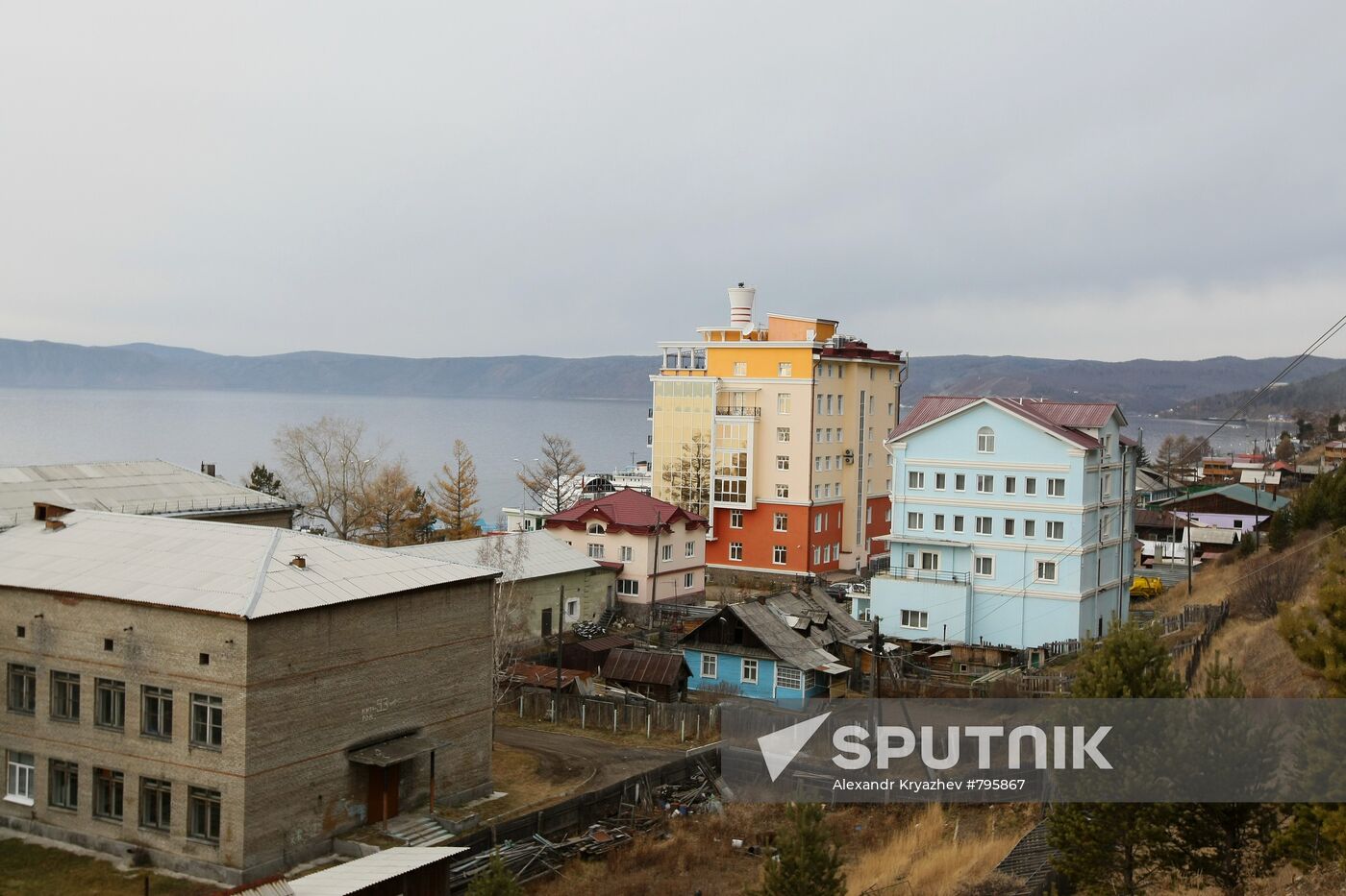 Listvyanka settlement on shore of Lake Baikal