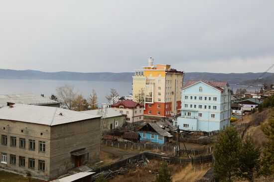 Listvyanka settlement on shore of Lake Baikal