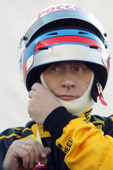 Vladimir Putin's shot as F1 pilot