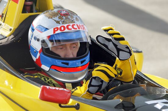 Vladimir Putin's shot as F1 pilot