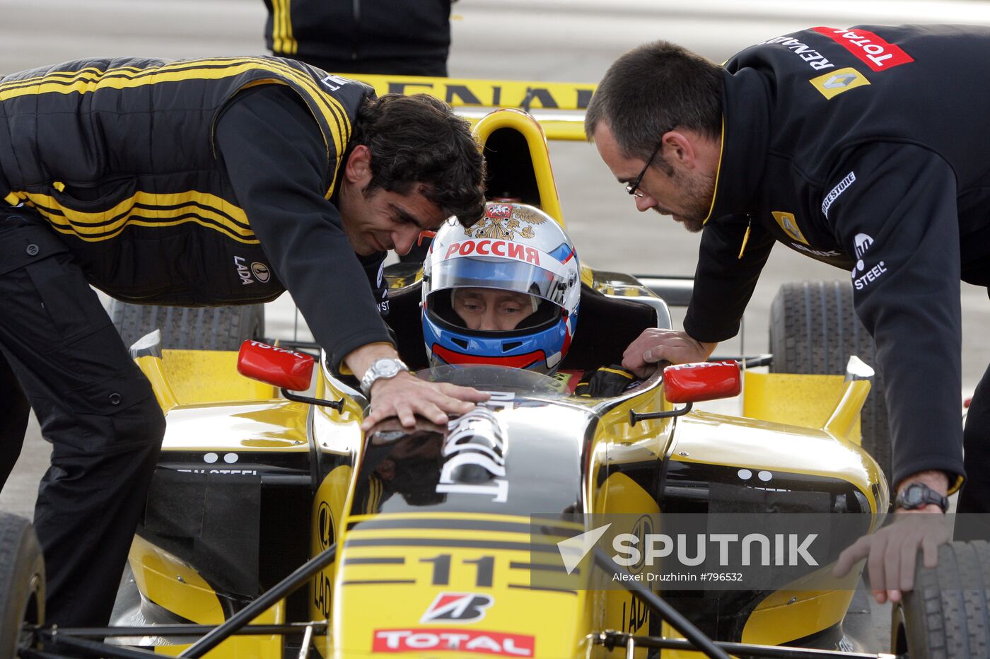 Vladimir Putin's shot as F1 pilot