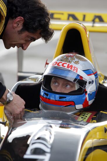 Vladimir Putin's shot as F1 pilot