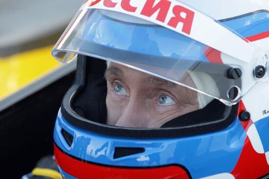 Vladimir Putin's shot as F1 pilot