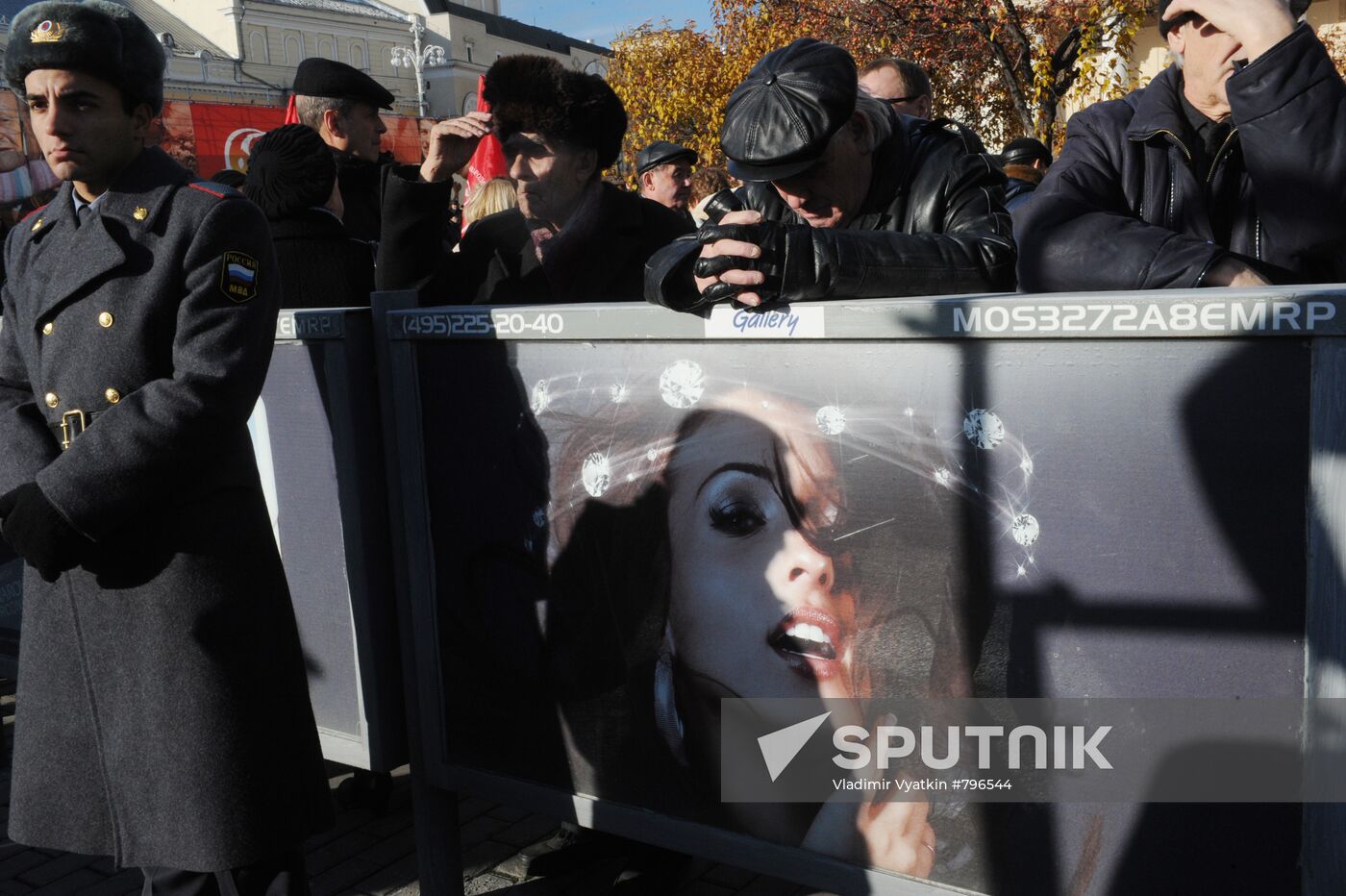 Communists march in Moscow on October Revolution day