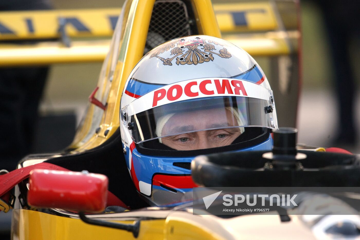 Vladimir Putin's shot as F1 pilot
