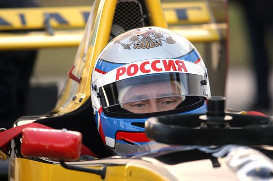 Vladimir Putin's shot as F1 pilot