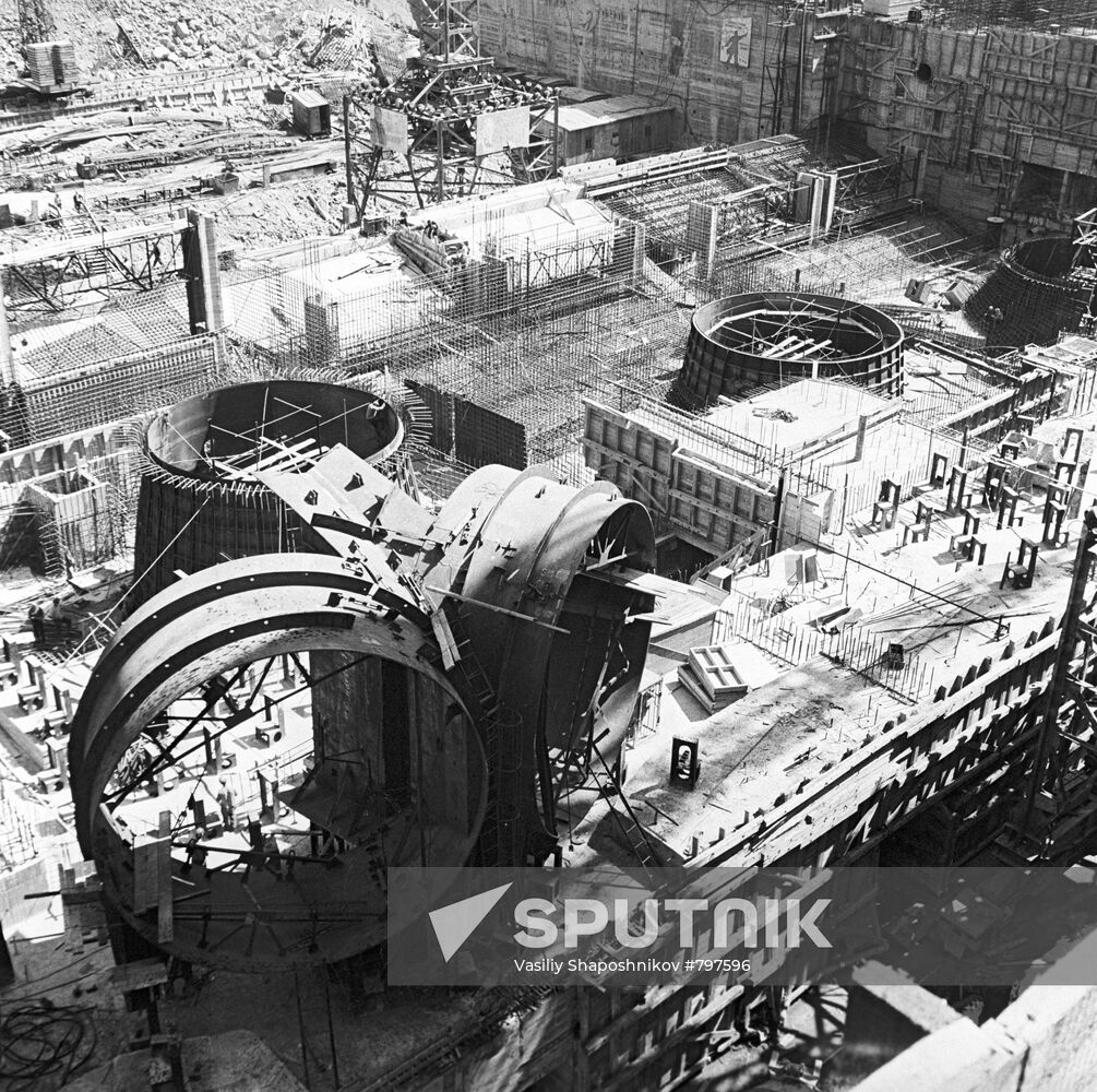 Construction of turbine room of Krasnoyarsk Water Power Plant