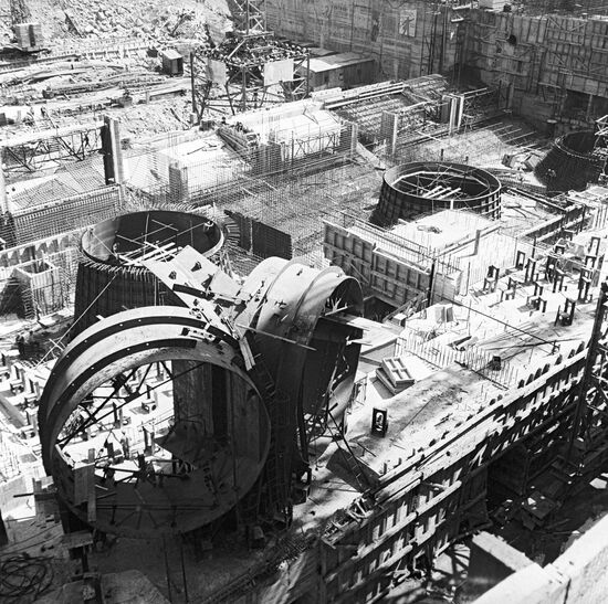 Construction of turbine room of Krasnoyarsk Water Power Plant