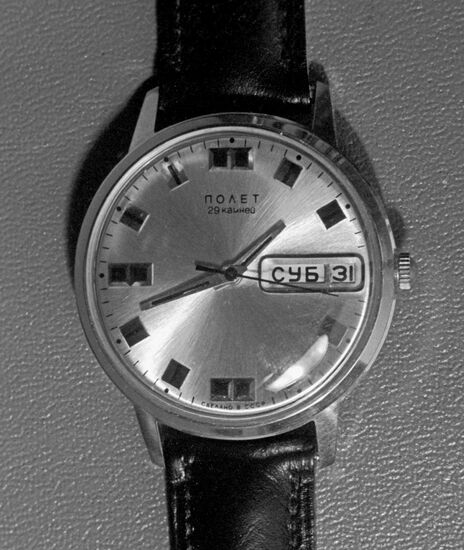 A Poljot wristwatch with a double calendar