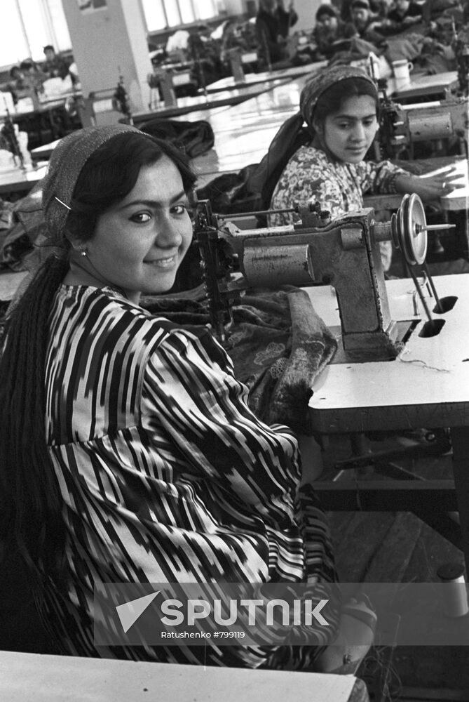 Bogigul Safarova, seamstress at Guldast company.
