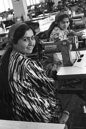 Bogigul Safarova, seamstress at Guldast company.