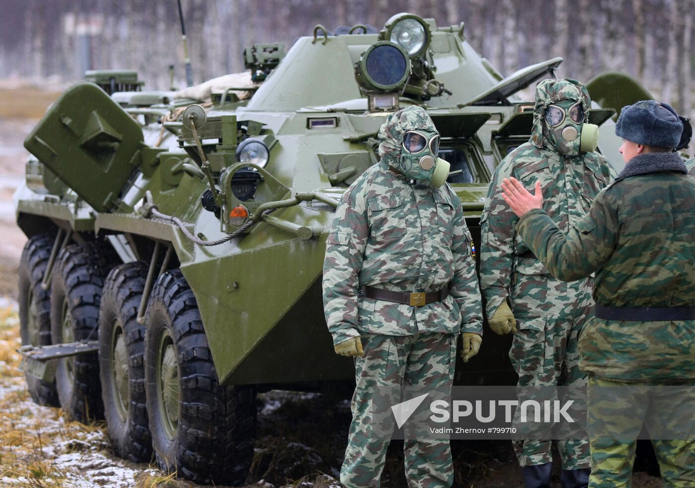 An NBC defense platoon at military exercises