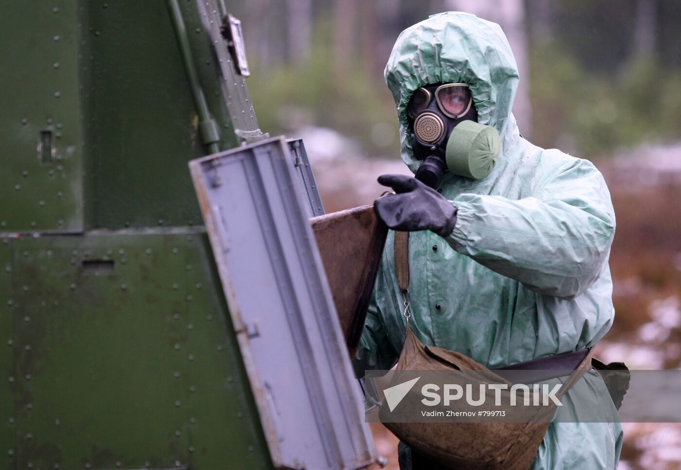 An NBC defense platoon at military exercises