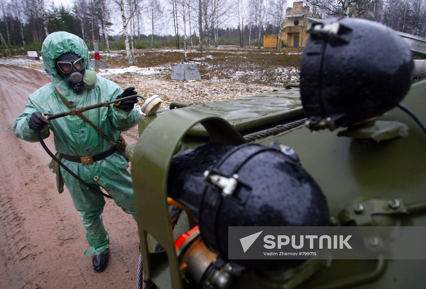 An NBC defense platoon at military exercises