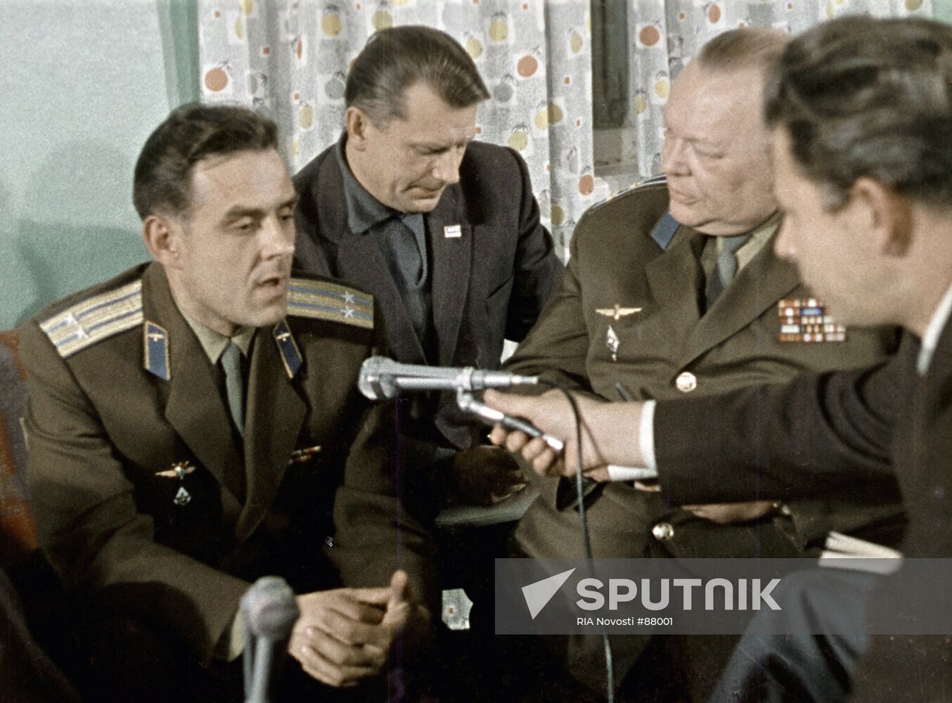 Cosmonaut Vladimir Komarov being interviewed