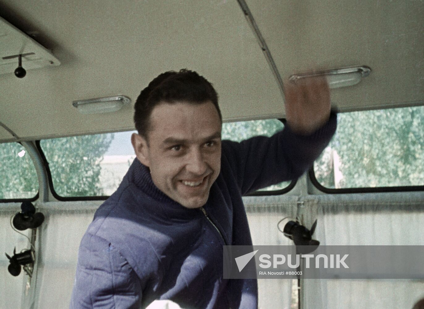Cosmonaut Vladimir Komarov on the way to the launching platform
