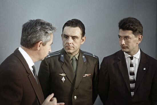 Cosmonauts Konstantin Feoktistov, Vladimir Komarov and Boris Yegorov