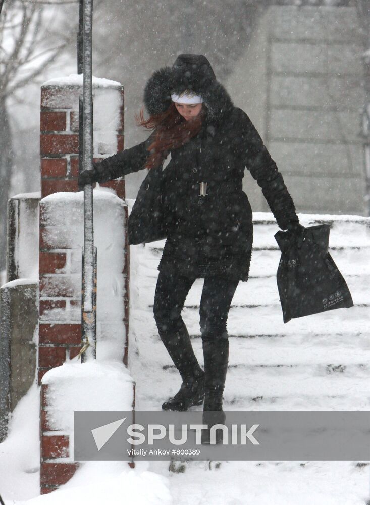 Heavy snowfall in Vladivostok