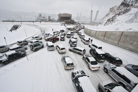 Heavy snowfall in Vladivostok