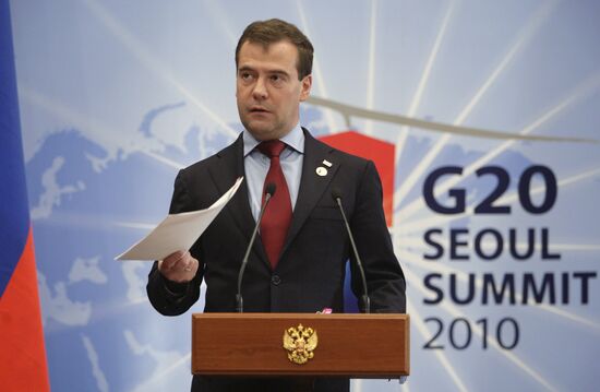 Dmitry Medvedev attends G20 summit in Seoul