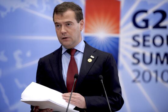 Dmitry Medvedev attends G20 summit in Seoul
